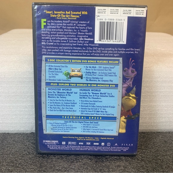 Disney. Pixar Monsters, INC Collectors Edition 2-Disc DVD - Picture 3 of 4